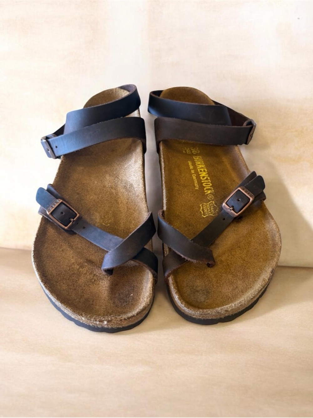 Birkenstock Brown Leather Strappy Sandals Size 38